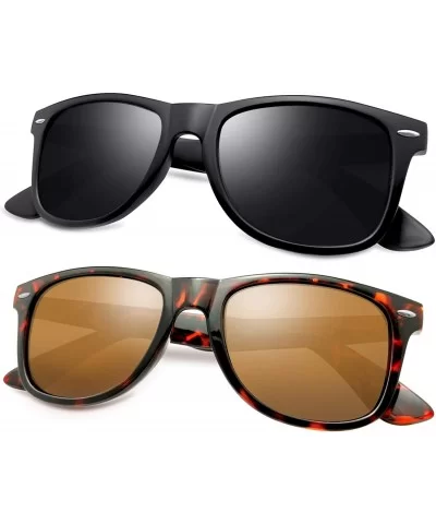 Classic Retro Square Polarized Sunglasses Fashion for Driving Fishing - Matte Black + Leopard Brown - C318U7EGTR2 $15.91 Round