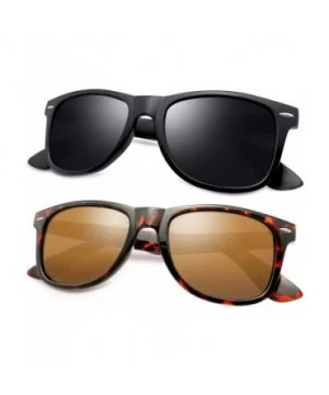 Classic Retro Square Polarized Sunglasses Fashion for Driving Fishing - Matte Black + Leopard Brown - C318U7EGTR2 $15.91 Round