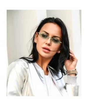 punk Small Chic Rectangular Sunglasses 2018 Metal Frame Summer Stylish UV400 - Green - CU18DLUM8EW $8.53 Square