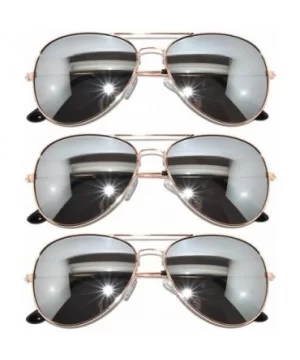 3 Pairs Classic Aviator Style Sunglasses Metal Frame Colored Lens - Avi-3p-gold-silver-mirr - CO1846QS8RG $6.19 Oversized