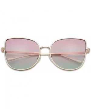 XL Oversized Oceanic Two Tone Gradient Mirror Flat Lens Gold Metal Frame Cat Eye Sunglasses - Gold - C812N2VPSAH $10.51 Cat Eye