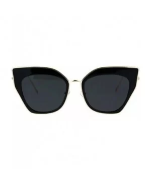 Womens Double Rim Squared Oversize Cat Eye Retro Sunglasses - Black Gold - CY17Z38KTHT $9.49 Cat Eye