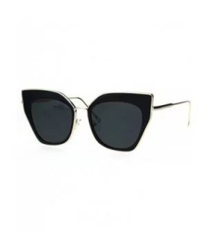 Womens Double Rim Squared Oversize Cat Eye Retro Sunglasses - Black Gold - CY17Z38KTHT $9.49 Cat Eye