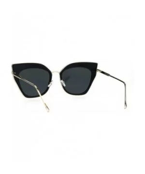 Womens Double Rim Squared Oversize Cat Eye Retro Sunglasses - Black Gold - CY17Z38KTHT $9.49 Cat Eye