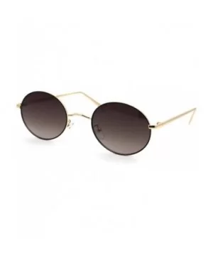 Womens Oval Round Dad Shade Metal Rim Retro Sunglasses - Gold Black Brown - CV18AH92QIG $7.08 Oval