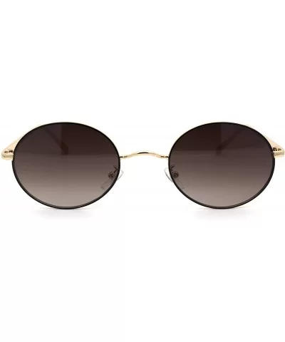 Womens Oval Round Dad Shade Metal Rim Retro Sunglasses - Gold Black Brown - CV18AH92QIG $7.08 Oval