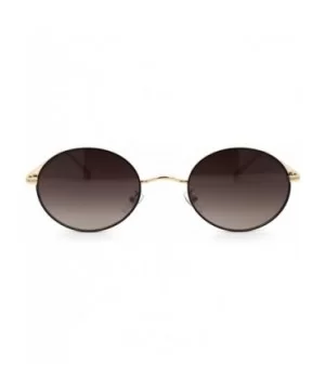 Womens Oval Round Dad Shade Metal Rim Retro Sunglasses - Gold Black Brown - CV18AH92QIG $7.08 Oval