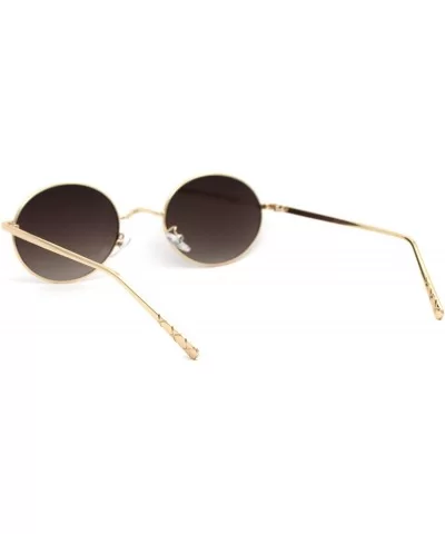 Womens Oval Round Dad Shade Metal Rim Retro Sunglasses - Gold Black Brown - CV18AH92QIG $7.08 Oval