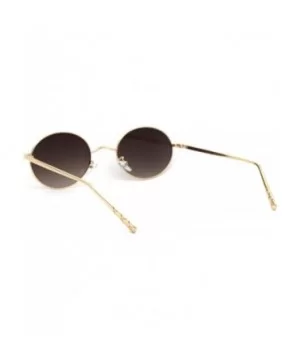 Womens Oval Round Dad Shade Metal Rim Retro Sunglasses - Gold Black Brown - CV18AH92QIG $7.08 Oval