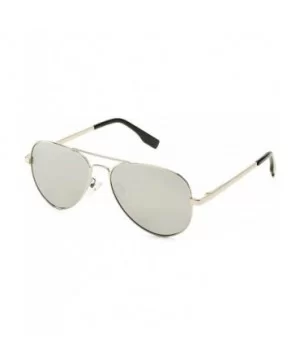 Polarized Aviator Sunglasses Metal Frame Mirrored UV400 Lens - Silver/Silver Mirror - CL18OZ33MOY $16.61 Sport