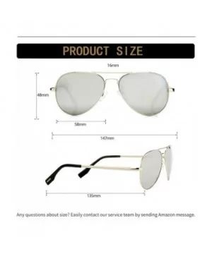 Polarized Aviator Sunglasses Metal Frame Mirrored UV400 Lens - Silver/Silver Mirror - CL18OZ33MOY $16.61 Sport