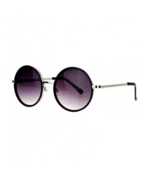 Round Circle Frame Sunglasses Womens Designer Retro Fashion - Silver Black - CT12DBVZS5N $6.82 Round