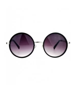 Round Circle Frame Sunglasses Womens Designer Retro Fashion - Silver Black - CT12DBVZS5N $6.82 Round