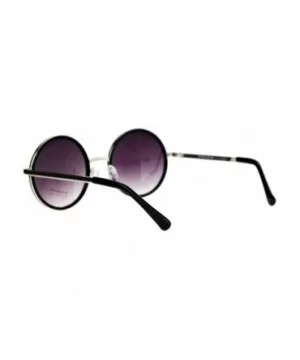 Round Circle Frame Sunglasses Womens Designer Retro Fashion - Silver Black - CT12DBVZS5N $6.82 Round