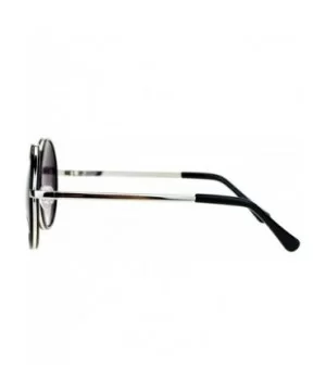 Round Circle Frame Sunglasses Womens Designer Retro Fashion - Silver Black - CT12DBVZS5N $6.82 Round