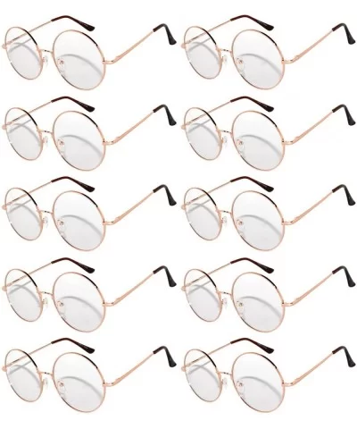 10 Pack Round Retro Vintage Circle Style Sunglasses Colored Small Metal Frame - 56_clear_gold_10_pairs - CH1853LCS27 $16.90 G...