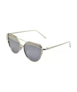 Polarised Cat Eye Sunglasses Classic Designer Twin-Beams Sunglasses - Silver / Silver Mirror - C612JX2I1QH $5.10 Cat Eye