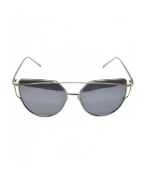 Polarised Cat Eye Sunglasses Classic Designer Twin-Beams Sunglasses - Silver / Silver Mirror - C612JX2I1QH $5.10 Cat Eye