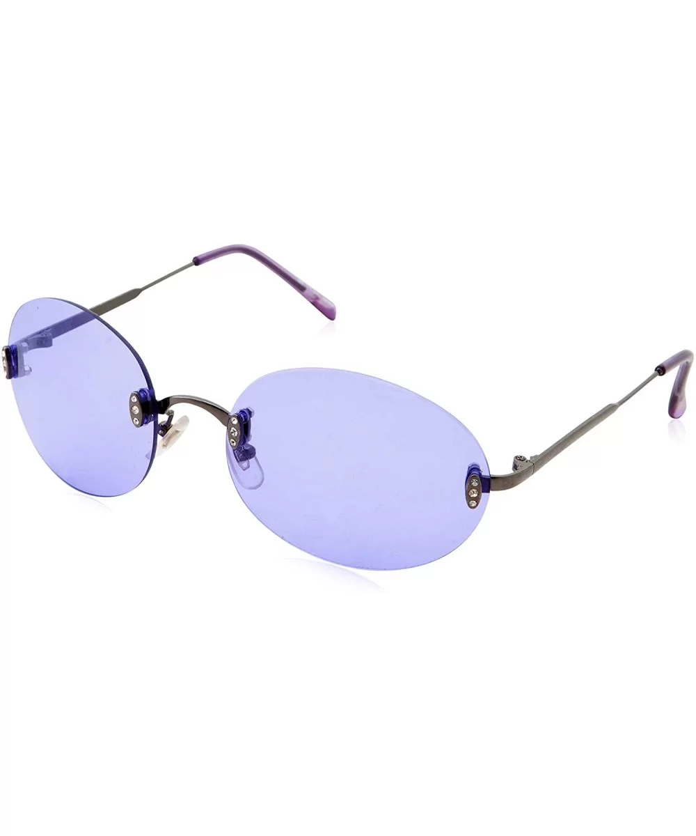 Hipster Retro Round Lightweight Rimless Plastic Frame Candy Color Sunglasses for Women - Purple - CJ18OMEUNEG $8.69 Rimless