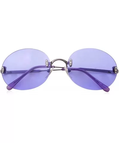 Hipster Retro Round Lightweight Rimless Plastic Frame Candy Color Sunglasses for Women - Purple - CJ18OMEUNEG $8.69 Rimless