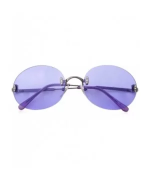 Hipster Retro Round Lightweight Rimless Plastic Frame Candy Color Sunglasses for Women - Purple - CJ18OMEUNEG $8.69 Rimless