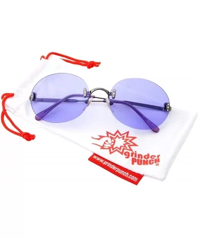 Hipster Retro Round Lightweight Rimless Plastic Frame Candy Color Sunglasses for Women - Purple - CJ18OMEUNEG $8.69 Rimless