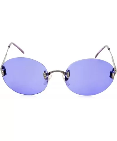 Hipster Retro Round Lightweight Rimless Plastic Frame Candy Color Sunglasses for Women - Purple - CJ18OMEUNEG $8.69 Rimless