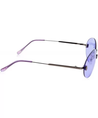 Hipster Retro Round Lightweight Rimless Plastic Frame Candy Color Sunglasses for Women - Purple - CJ18OMEUNEG $8.69 Rimless