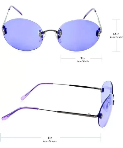 Hipster Retro Round Lightweight Rimless Plastic Frame Candy Color Sunglasses for Women - Purple - CJ18OMEUNEG $8.69 Rimless