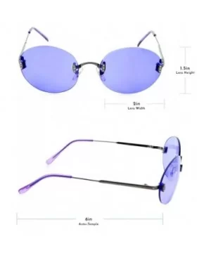 Hipster Retro Round Lightweight Rimless Plastic Frame Candy Color Sunglasses for Women - Purple - CJ18OMEUNEG $8.69 Rimless