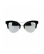 Mirrored Lens Womens Hipster Half Rim Cat Eye Sunglasses - Black Silver - CV12EC4ZIPN $6.31 Cat Eye