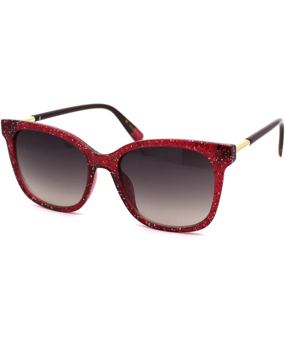 Womens Snug Thin Plastic Boyfriend Horn Rim Sunglasses - Red Smoke - CB18WOUW02E $7.64 Rectangular