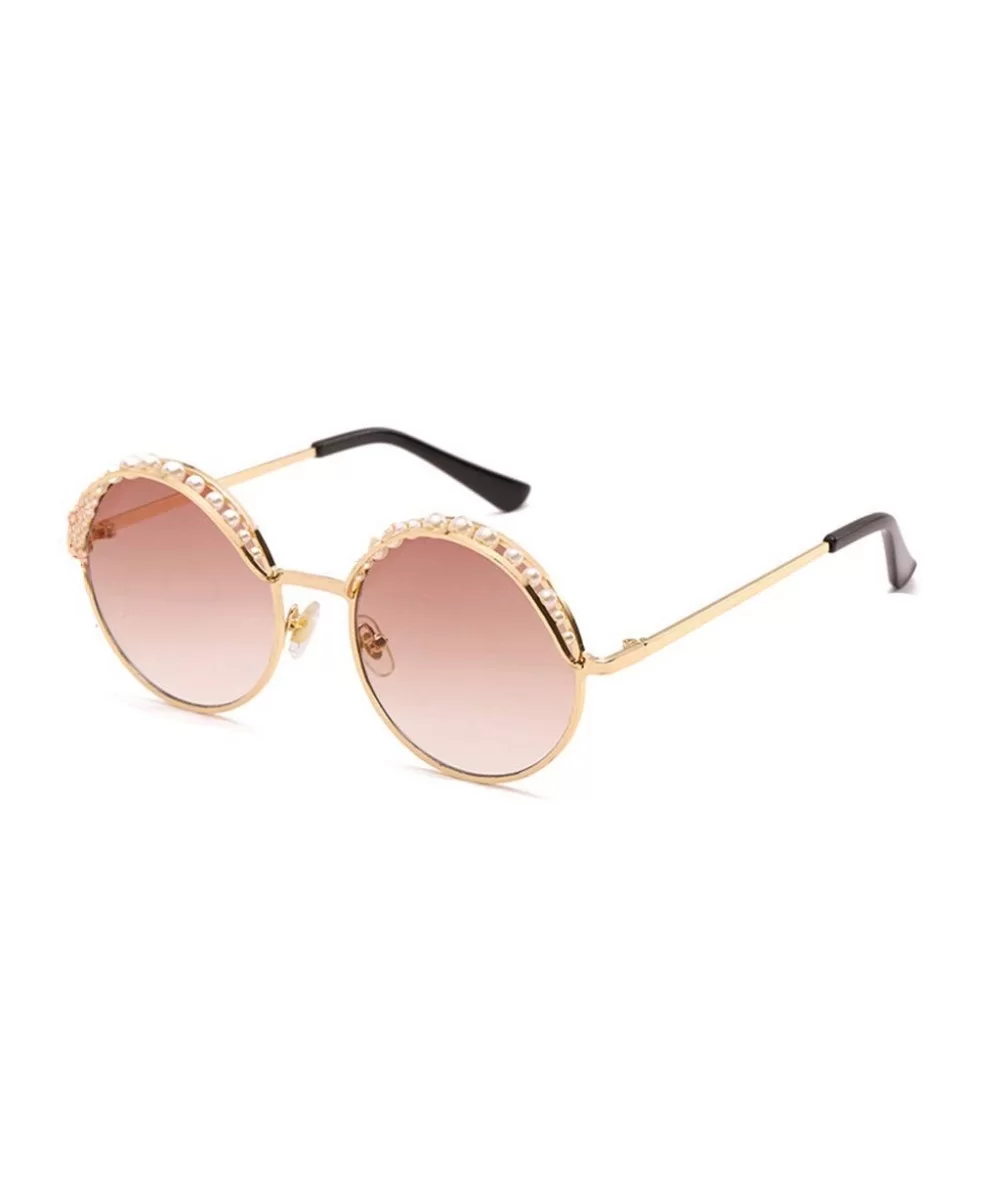 New Round Frame Artificial Pearl Metal Sunglasses Women Retro Fashion Sun Glasses Perfect for Girls Gift - CE18YEY7U02 $5.67 ...