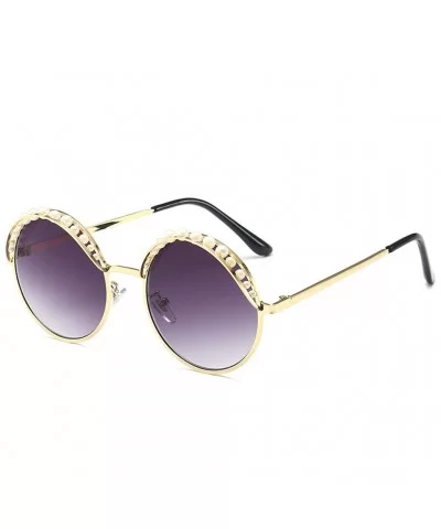 New Round Frame Artificial Pearl Metal Sunglasses Women Retro Fashion Sun Glasses Perfect for Girls Gift - CE18YEY7U02 $5.67 ...