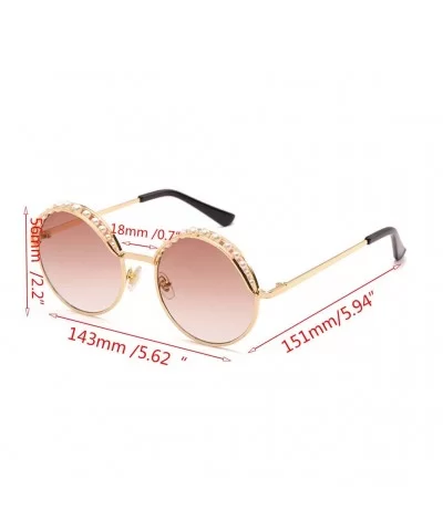 New Round Frame Artificial Pearl Metal Sunglasses Women Retro Fashion Sun Glasses Perfect for Girls Gift - CE18YEY7U02 $5.67 ...