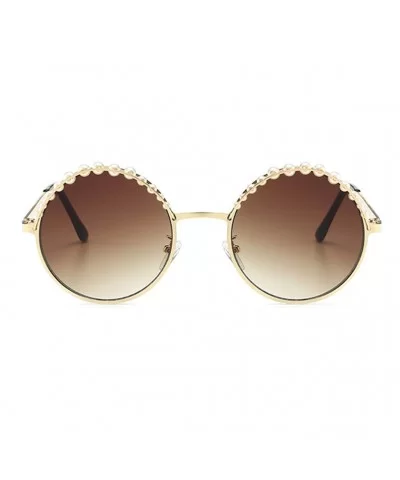 New Round Frame Artificial Pearl Metal Sunglasses Women Retro Fashion Sun Glasses Perfect for Girls Gift - CE18YEY7U02 $5.67 ...