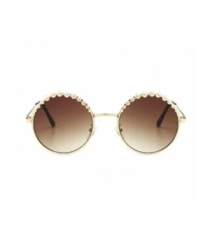 New Round Frame Artificial Pearl Metal Sunglasses Women Retro Fashion Sun Glasses Perfect for Girls Gift - CE18YEY7U02 $5.67 ...