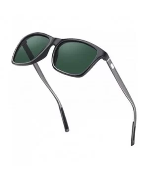 Square Aluminum Magnesium Frame Polarized Sunglasses Spring Temple Sun Glasses - Dark Green Lens/Black Frame - CI197ECGIXM $1...