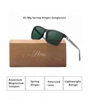 Square Aluminum Magnesium Frame Polarized Sunglasses Spring Temple Sun Glasses - Dark Green Lens/Black Frame - CI197ECGIXM $1...