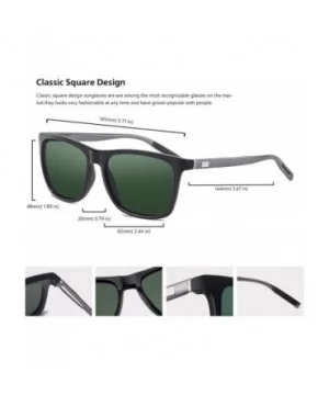 Square Aluminum Magnesium Frame Polarized Sunglasses Spring Temple Sun Glasses - Dark Green Lens/Black Frame - CI197ECGIXM $1...