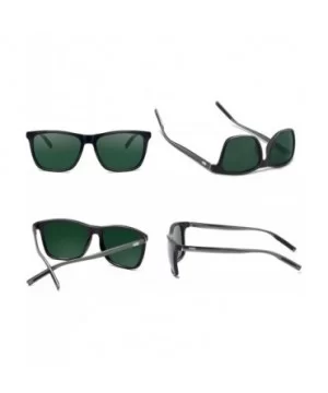 Square Aluminum Magnesium Frame Polarized Sunglasses Spring Temple Sun Glasses - Dark Green Lens/Black Frame - CI197ECGIXM $1...