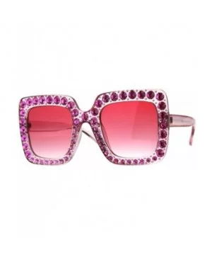 Bling Bling Rhinestone Sunglasses Oversized Square Womens Fashion - Pink - C718DWNEO2Y $7.96 Square