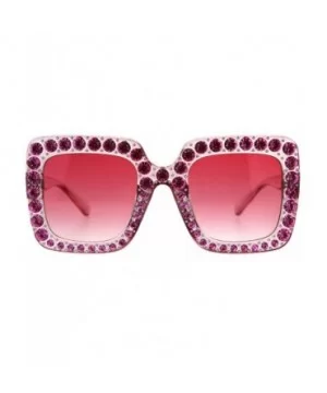 Bling Bling Rhinestone Sunglasses Oversized Square Womens Fashion - Pink - C718DWNEO2Y $7.96 Square