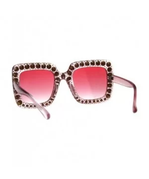 Bling Bling Rhinestone Sunglasses Oversized Square Womens Fashion - Pink - C718DWNEO2Y $7.96 Square