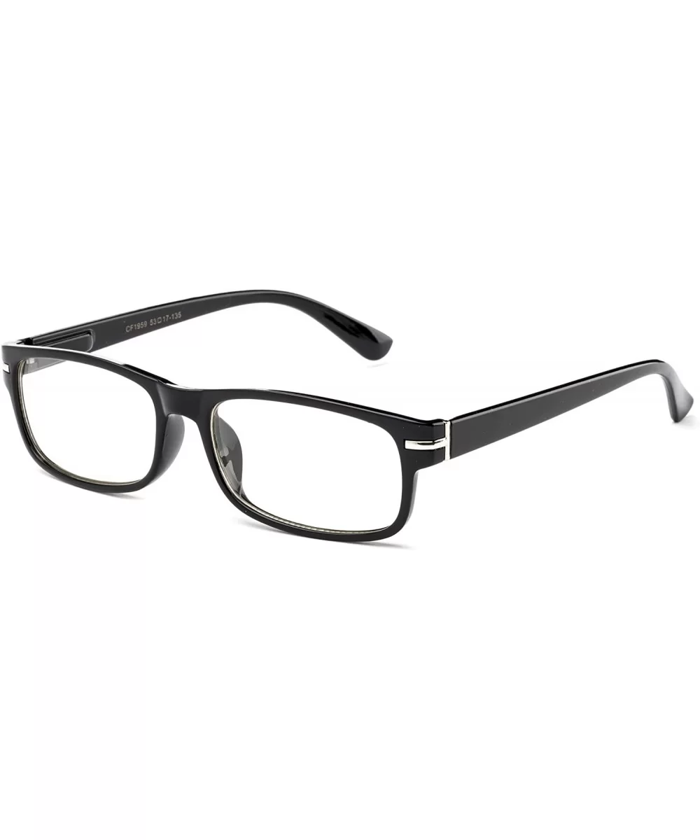 "Covina" Sleek Squared Clear Lens Frames with Spring Temple - Black - CH12D7HG5SP $8.40 Square