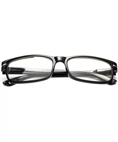 "Covina" Sleek Squared Clear Lens Frames with Spring Temple - Black - CH12D7HG5SP $8.40 Square