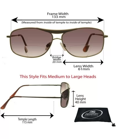 Aviator Bifocal Sunglasses Readers for Men and Women Nearly Invisible Reading Magnification Line - Bronze Smoke - CS196RQ85KH...