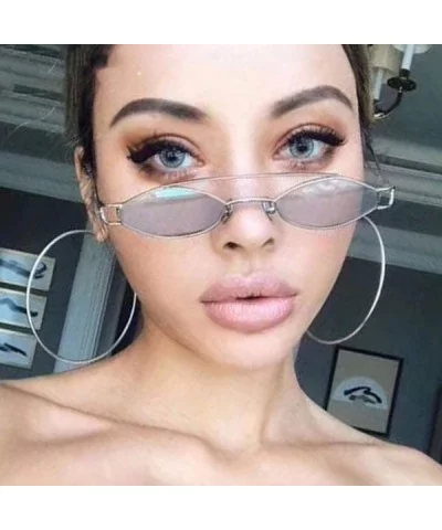 Small Cat Eye Sunglasses Men Women 2019 Fashion Metal Frame Shades UV400 Yellow - Pink - CS18YZW7O9W $9.32 Aviator