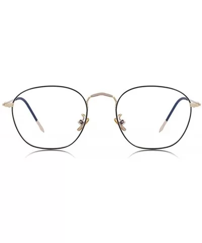 DESIGN Men/Women Fashion Rectangle Glasses Retro Blue Light Blocking C01 Black - C01 Black - CE18XE9GS5S $14.62 Aviator