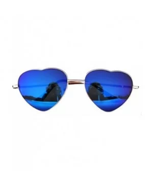 Stylish Heart Shaped Metal Frame Aviator Colored Lens Sunglasses - Gold_frame_blue_lens - CC12MY7VRWC $7.52 Aviator